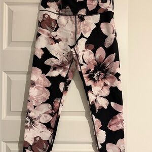 Calvin Klein Black and Pink Floral Leggings